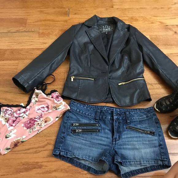 Last Kiss Faux Leather Blazer Jacket - Picture 5 of 7